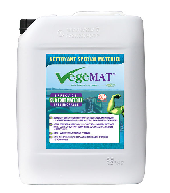 Nettoyant polyvalent VégéMat - Nettoyants écologiques puissants pour l'entretien des matériels et installations agricoles et viticoles.
