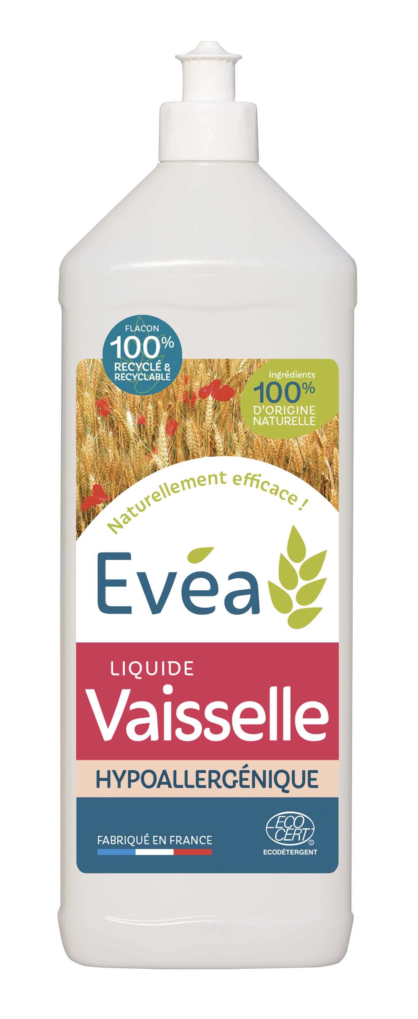 Liquide Vaisselle  Concentré Sans parfum Hypoallergénique EVEA - détergents écologiques et bio d’origine végétale et naturelle