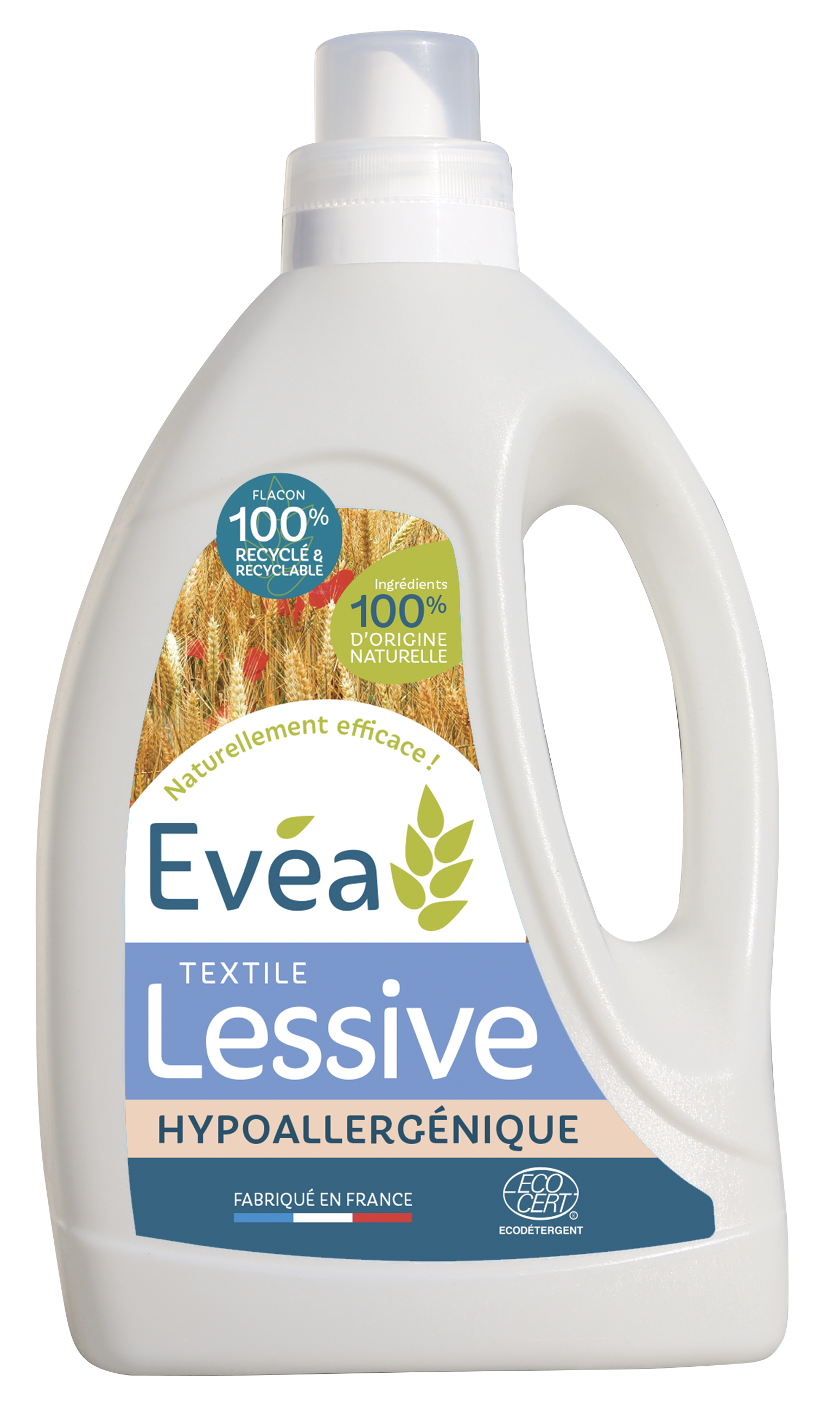 Lessive Textile Concentrée Sans parfum - Hypoallergénique  Evéa - Produits d'hygiène et de nettoyage agro-sourcés