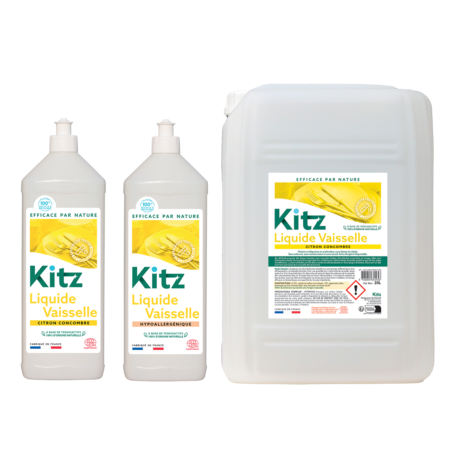 Liquide Vaisselle Kitz  - Nettoyants écologiques puissants pour l'entretien des locaux et de la maison.