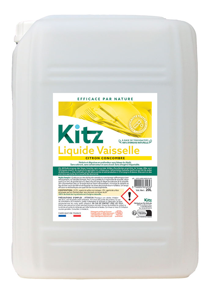 Liquide Vaisselle Kitz  - Nettoyants écologiques puissants pour l'entretien des locaux et de la maison.