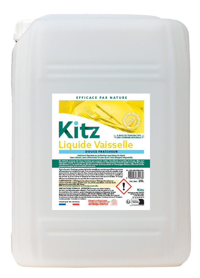 Liquide Vaisselle Kitz  - Nettoyants écologiques puissants pour l'entretien des locaux et de la maison.
