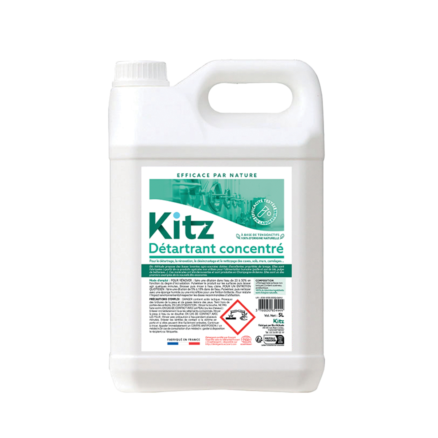 Détartrant Concentré Kitz - Nettoyants écologiques puissants pour l'entretien des locaux professionnels et de la maison.