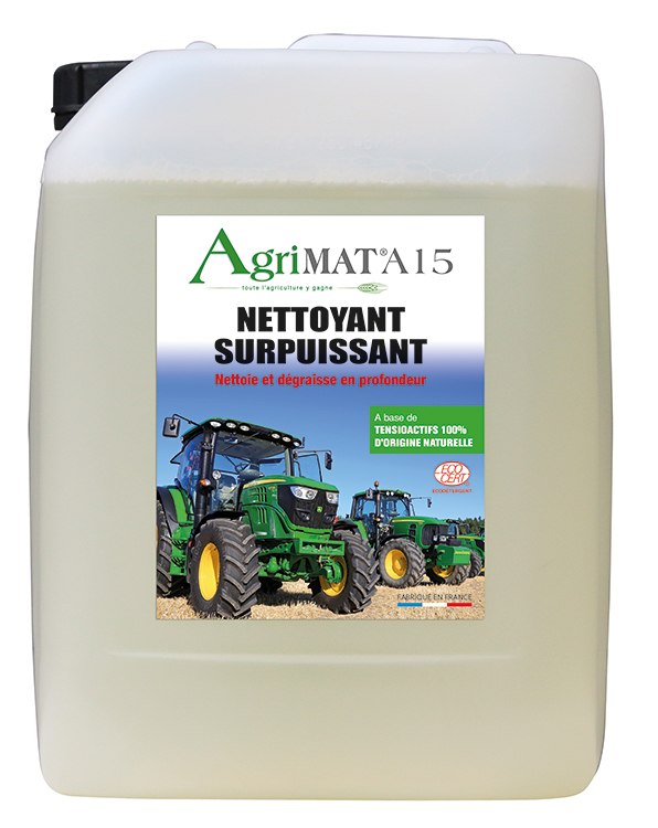 Nettoyant dégraissant Agrimat A15 - Nettoyants écologiques puissants pour l'entretien des matériels et installations agricoles et viticoles.