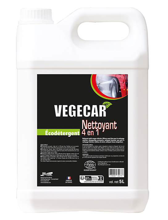 Nettoyant 4 en 1 Vegecar - Nettoyants cologiques puissants pour l'entretien et l'embellissement des vhicules