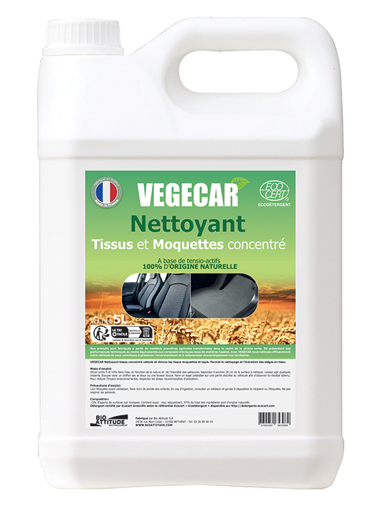 Nettoyant Tissu-moquette concentré Végécar - détergents écologiques et bio d’origine végétale et naturelle