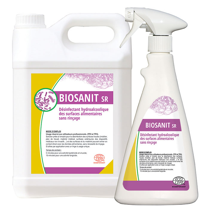Désinfectant sans rinçage Biosanit SR - Désinfectants puissants conçus pour l'hygiène en industrie alimentaire, pharmaceutique et cosmétique.
