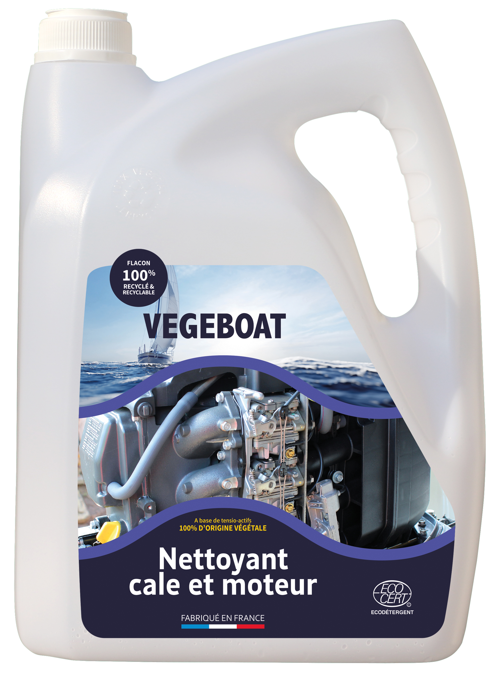 Nettoyant cale et moteur concentré Végéboat - Nettoyants écologiques puissants pour l’entretien des bateaux et des ports.